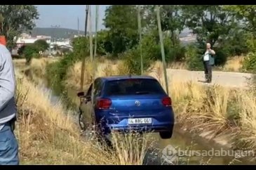 Sulama kanalına otomobil uçtu