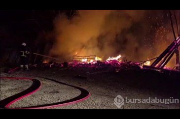 Yanan evdeki tüpün bomba gibi patladığı anlar kamerada