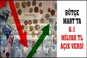 BÜTÇE MART'TA 6.1 MİLYAR TL AÇIK VERDİ