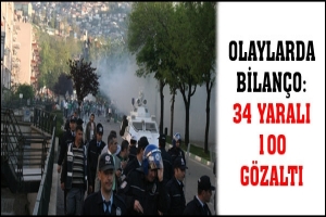 OLAYLAR BİLANÇO: 34 YARALI 100 GÖZALTI