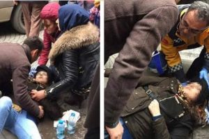 Genç kız yolda yürürken başına pencere düştü