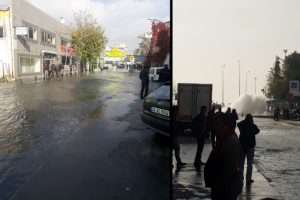 İstanbul'da patlayan su borusu caddeyi göle çevirdi