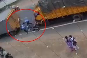 Şanslı motosikletliler kamerada