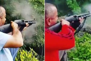 Pompalı tüfekle ağaçlara ateş açtı! Görüntüye tepki yağınca...