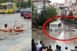 Ankara'da 20 dakikada yollar göle döndü