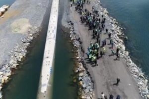 Denize indirilişi havadan görüntülendi