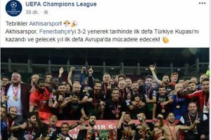 UEFA'dan Akhisarspor'a tebrik geldi