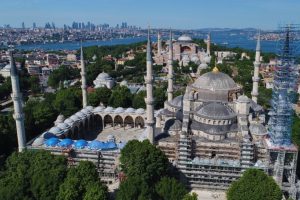 Sultanahmet Cami'nde dev restorasyon havadan görüntülendi