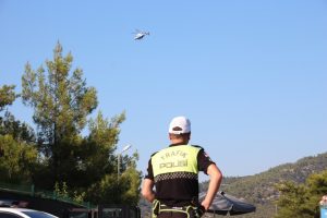 Bodrum'da helikopterli trafik denetimi