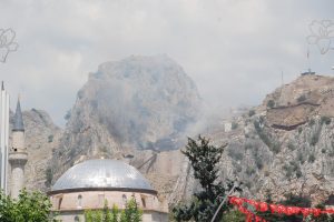 Tokat Kalesinde yangın çıktı!