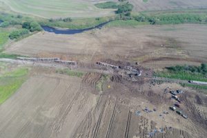 Tren enkazı havadan görüntülendi