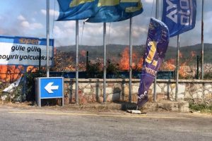 Akaryakıt istasyonu yanında çıkan yangın korkuttu