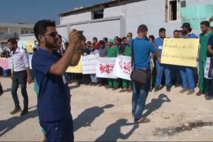 İdlib'deki saldırıları protesto ettiler