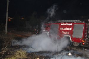 Şehir merkezindeki ot yangını korkuttu