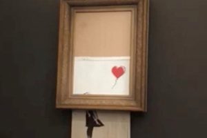 Banksy'nin eseri kendini parçalara ayırmasına rağmen satıldı