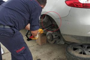 Park halindeki otomobile giren yılan itfaiye tarafından çıkartıldı