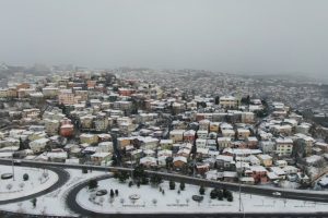 Beyaza bürünen kent havadan görüntülendi
