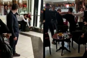 5 garson 1 kişiye tekme ve tokatlarla saldırınca ortalık karıştı