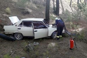 Otomobil ağaçlara çarptı, anne ve oğlu...