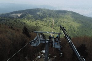 Bursa'da teleferik cambazları iş başında