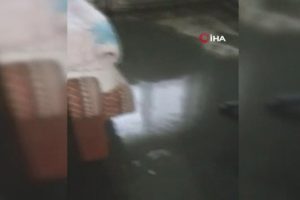 Şiddetli yağış sonrası kanalizasyon suları evini bastı