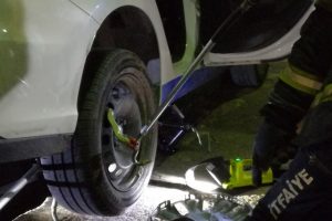 Otomobile giren yılan 4 saatte çıkarılabildi
