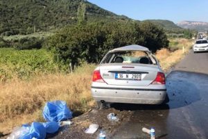 Bursa plakalı otomobil takla attı: 2'si çocuk 6 yaralı