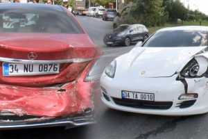 TEM bağlantı yolunda trafik kilitleyen kaza!