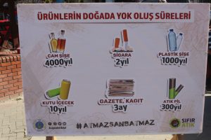 Çevre kirliliğine dikkat çekmek adına çöp topladılar