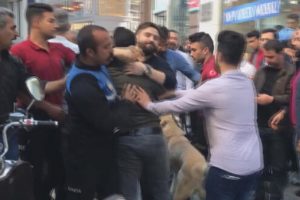 Polis kavgaya köpekle müdahale etti