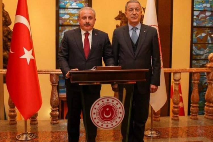 TBMM Başkanı Şentop'tan Milli Savunma Bakanı Akar'a ziyaret