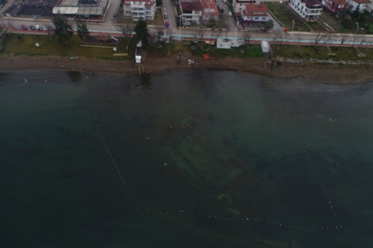 Kış kurak geçince Bursa İznik Gölü'ndeki bazilika ortaya çıktı