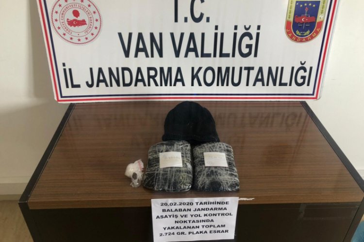 3 kilogram plaka esrar ele geçirildi