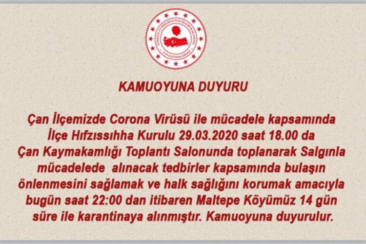 Bir köye daha koronavirüs karantinası