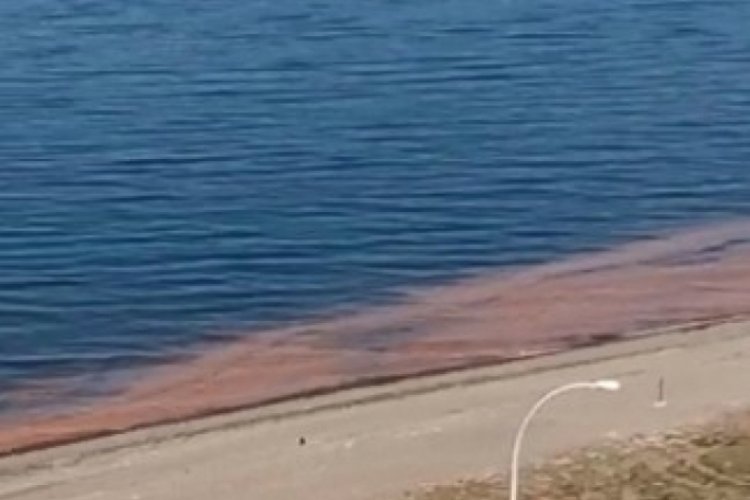Bursa Karacabey'de deniz turuncuya döndü