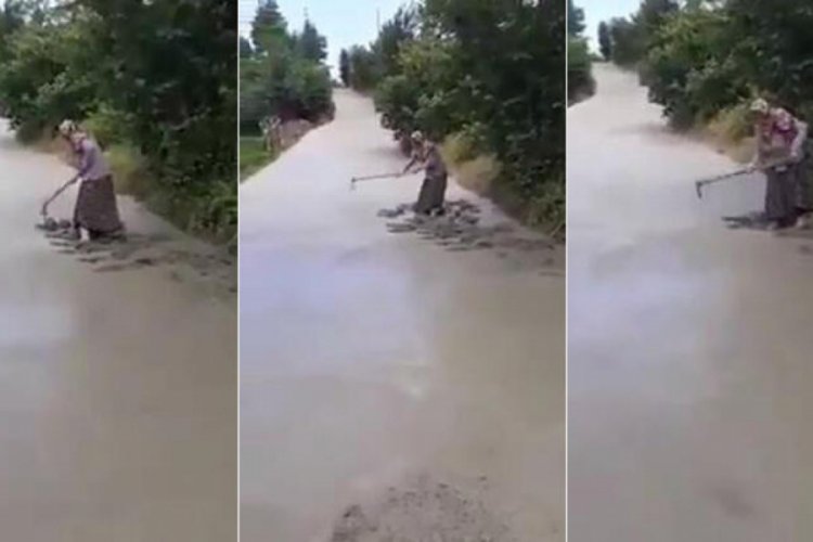 Yola dökülen betonu tahrip eden kadına soruşturma