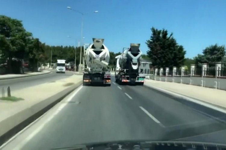 Beton mikserlerinin tehlikeli yarışı!
