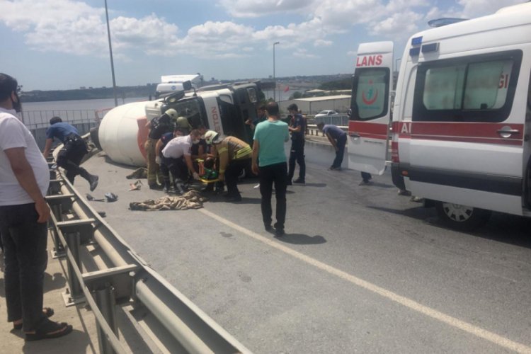 Beton mikseri devrildi: 1 yaralı