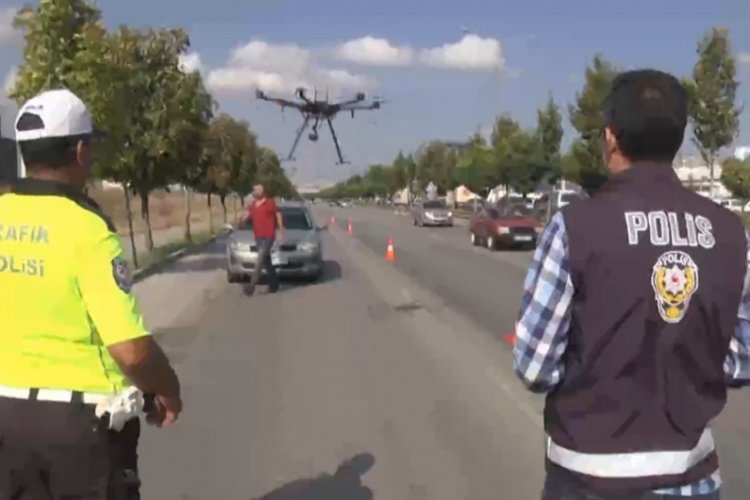 Bursa'da bayram öncesi havadan trafik denetimi yapıldı