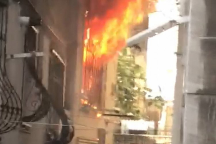 Yangından 2. kattan atlayarak kurtuldu