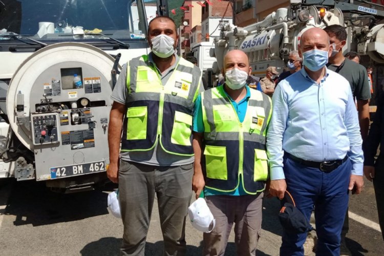 Bakan Soylu ve Kurum, Giresun'da Konya ekiplerini ziyaret etti