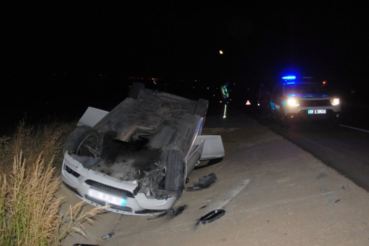 Tekirdağ'da otomobil takla attı