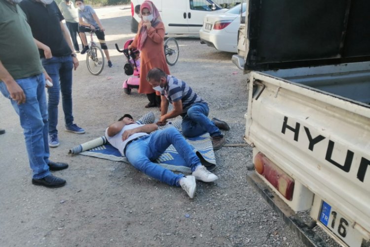 Bursa'da kamyonun bisiklete çarpma anı kamerada