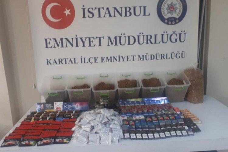 Kartal'da kaçak tütün ve sigara operasyonu