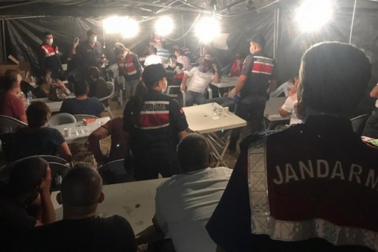 Tarlanın ortasına çadır kurup kumar oynadılar