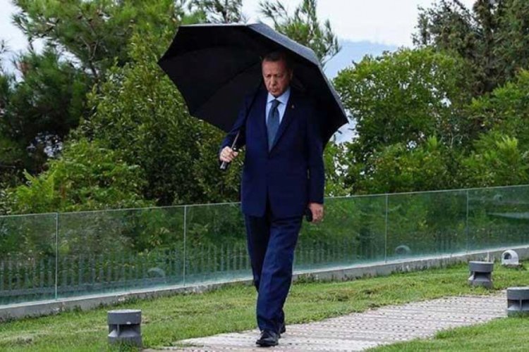 Erdoğan'ın yağmurlu havada çekilen fotoğrafı paylaşıldı