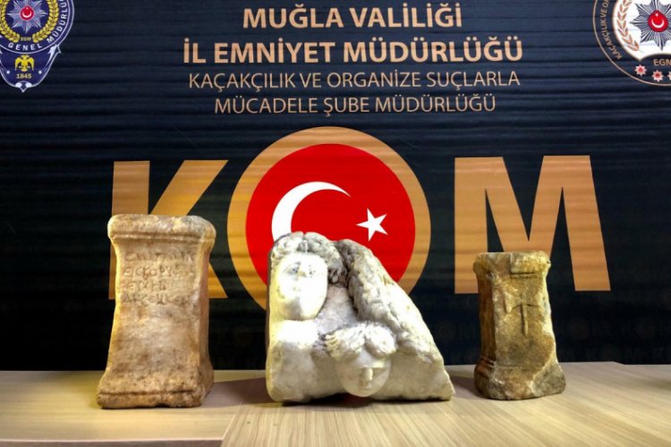 Muğla'da Roma dönemi olduğu değerlendirilen sütunlar ele geçirildi