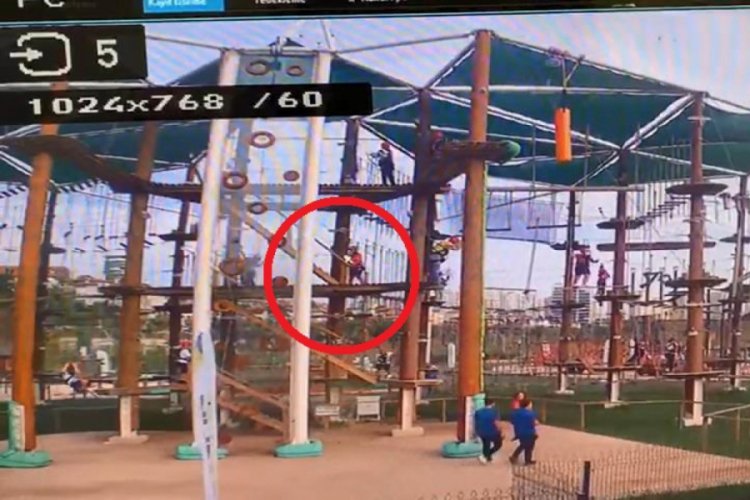 Parktaki çocuk 5 metreden böyle düştü