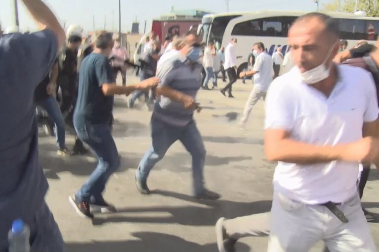 Harem'de eylem yapan minibüsçülere polis müdahalesi
