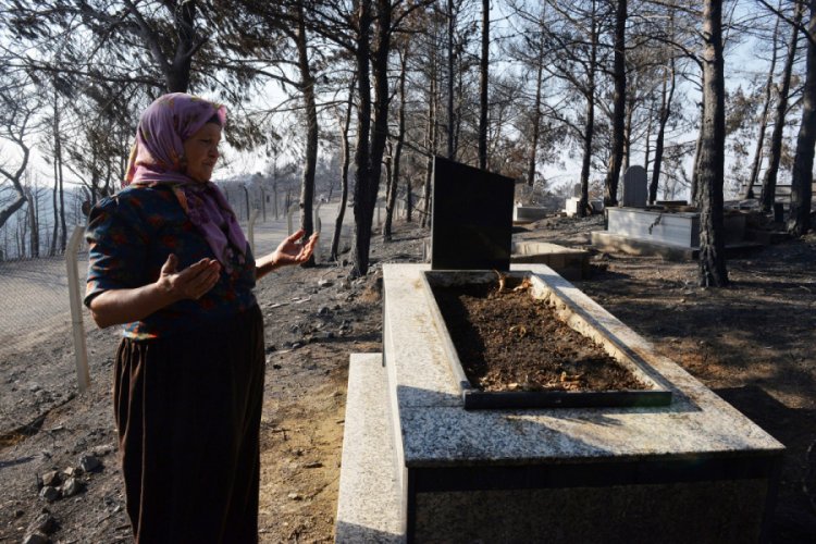 Hatay'daki orman yangınında mezarlıklar da zarar gördü